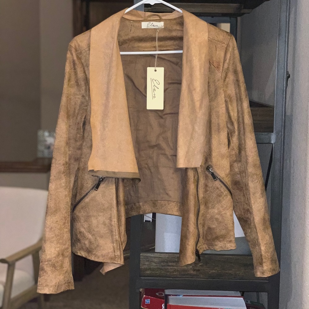 Elan faux leather moto jacket, M